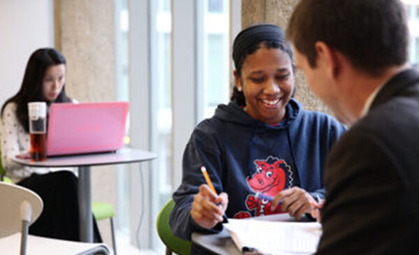 two students studying