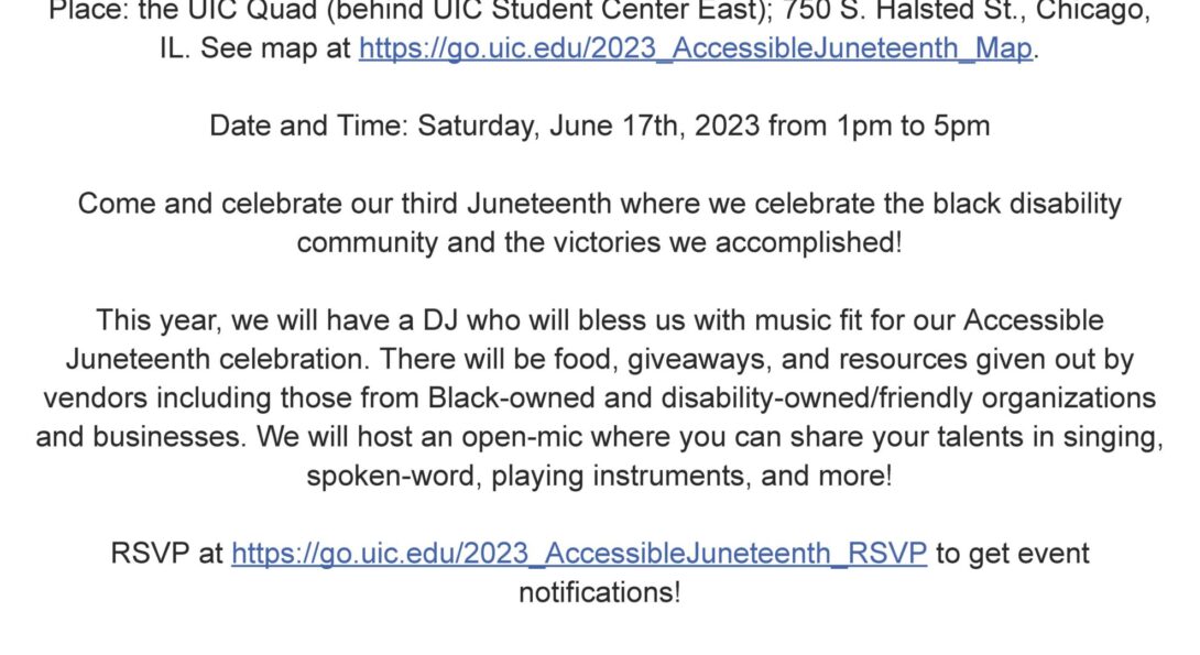 flier with general information, including sponsors, of 2023 Accessible Juneteenth