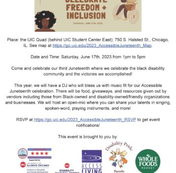 flier with general information, including sponsors, of 2023 Accessible Juneteenth
                  