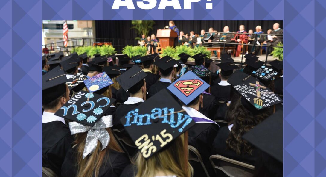 Decorate your caps with us at ASAP flyer with picture of seated graduates wearing decorated caps