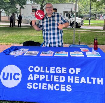 Mario Diaz, Assistant Dean for Recruitment, at the 19th Annual Health and Fitness Fair
                  