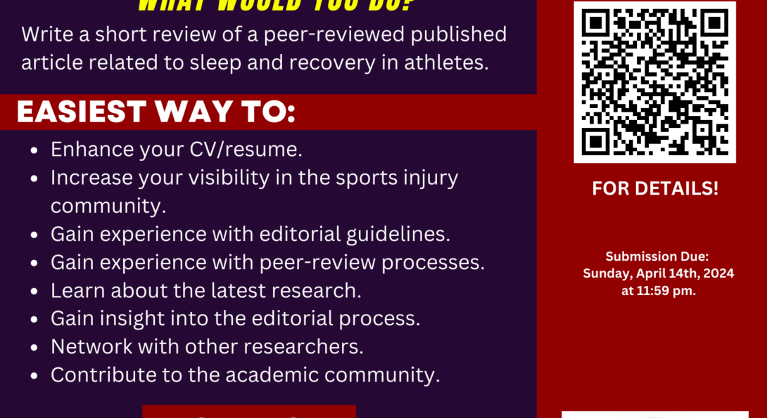 Submit to ASPIRE's Student Research Bulletin. Write a 375–400-word review of a peer-reviewed published article related to sleep and recovery in athletes. Enhance your resume & gain visibility in the sports & injury community. Participate & grow!