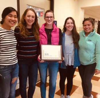 Knowledge Bowl winners (left to right) Paulina Pei, Claire Mercer, Victoria Turnbull, Jessica Prucha and Estefania Garcia Gomez.
                  