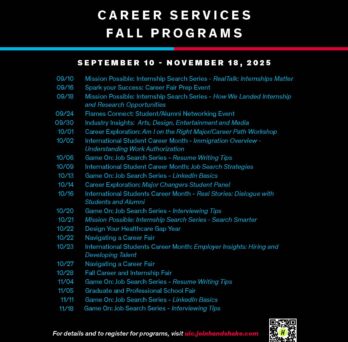 Dates for career service programs this fall
                  