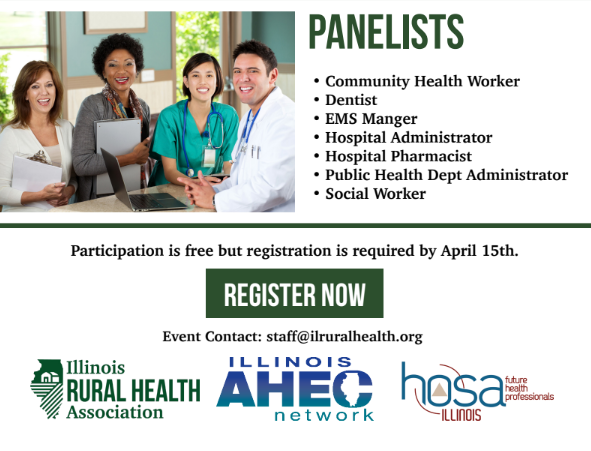 pictures of professionals, information repeated on the large announcement and the logos of the affiliated organizations