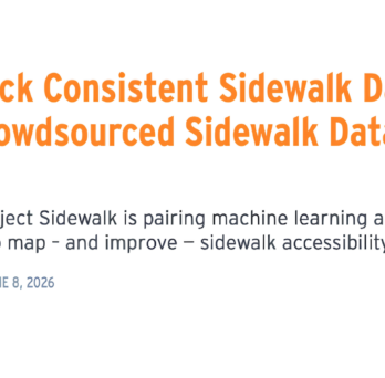 Headline about the potential of crowdsourced sidewalk data for cities.
                  