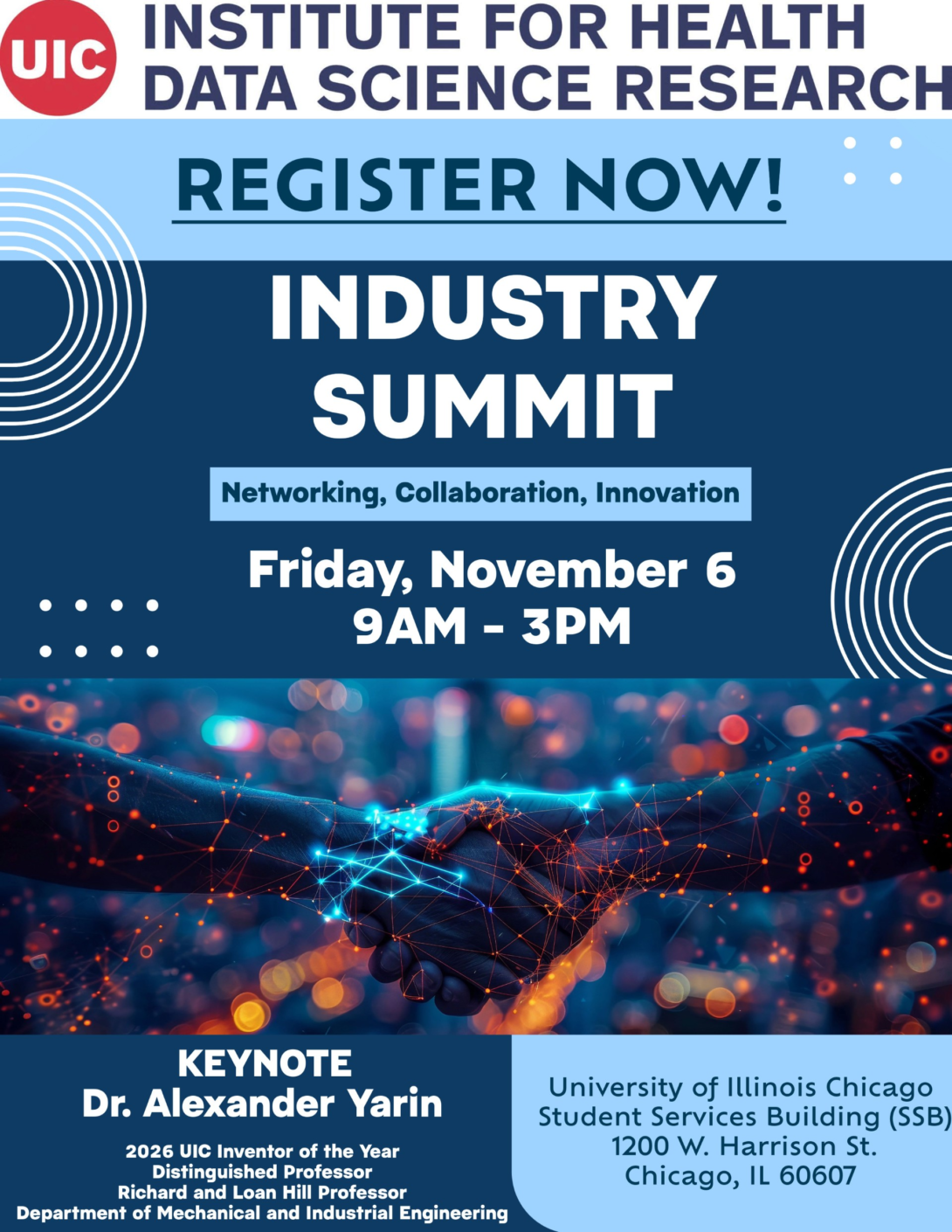 Flyer for the Institute for Health Data science research Industry Summit