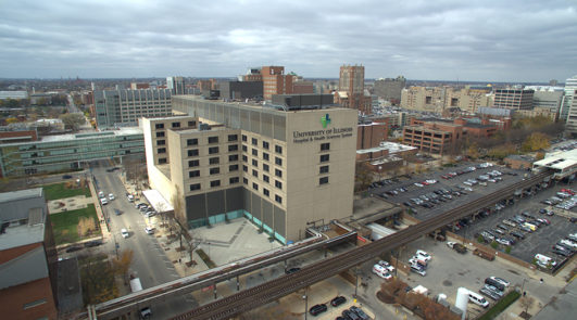 Aerial view of UI Health Hospital