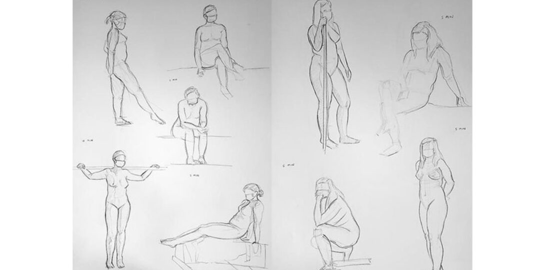 Black and white illustration of pose figure drawings