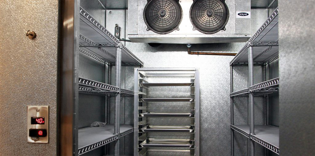 Inside of industrial refrigerator