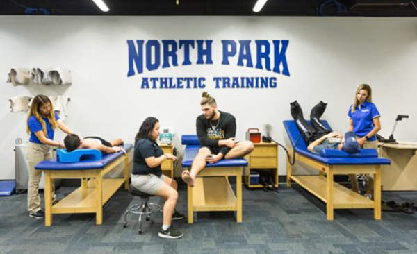 Students in North Park University's athletic training program