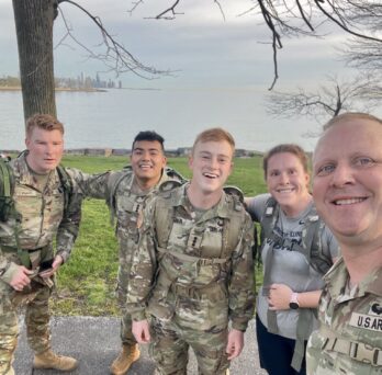 Annmarie Chizewski, second from right, with UIC ROTC cadets and cadre in April 2024 shortly after completing a 12-mile ruck.
                  