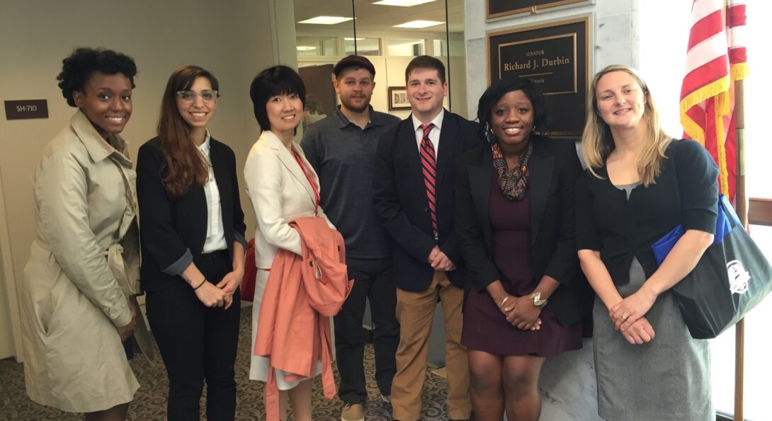 Tanya Auguste with fellow LEND trainees in formation before entering Senator Dick Durbin’s office