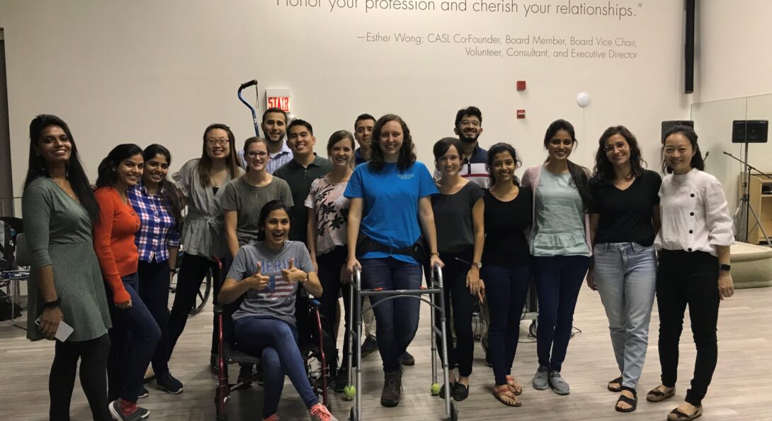 Left to right: (back row) Hector Aguirre PT, Christian Torres PT, Gaurav Dambal PT; (second row) Edwina Wilson PT, Samiksha Tawade PT, Sonia Pradhan PT, Hannah Gin OT, Victoria Turnbull OT, Anthony Mercado OT, Aubrey Day OT, Lindsay MacCary OT, Falguni Ku