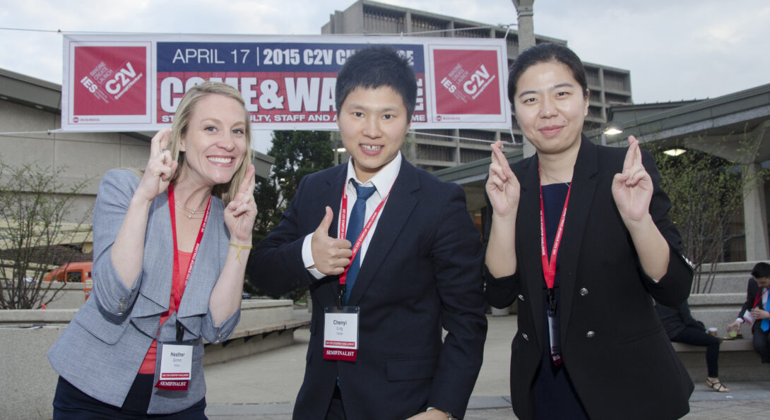 FitZen's Grimm, Ling and Zhou as they await the judges' decision.