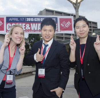 FitZen's Grimm, Ling and Zhou as they await the judges' decision.
                  