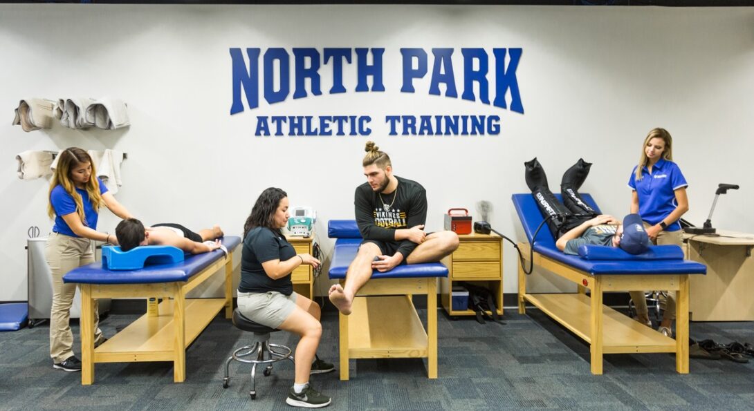 North Park University master's in athletic training students participate in hands-on learning exercise.