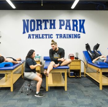 North Park University master's in athletic training students participate in hands-on learning exercise.
                  