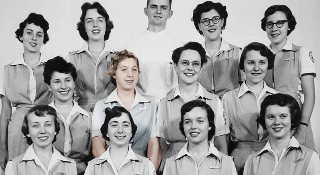 Velma Russ Reichenbach and classmates, 1954.