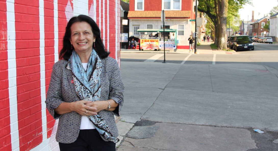 Yolanda Suarez-Blacazar outside in a Pilsen neighborhood