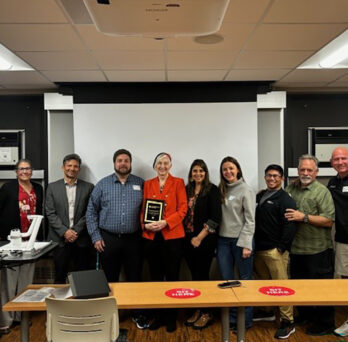 From left to right: Gay Girolami, Ross Arena, Richard Severin, Suzann K. Campbell, Tanvi Bhatt, Alyssa Jones, Leonard Arguelles, Timothy Caruso and Andrew Haverstrock ’01 BS PT.
                  