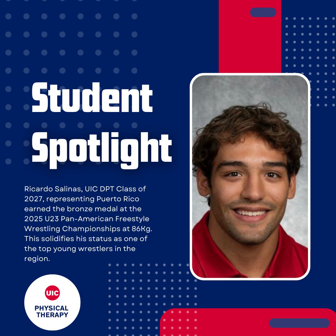 Ricardo Salinas head shot in UIC Physical Therapy student spotlight graphic tile