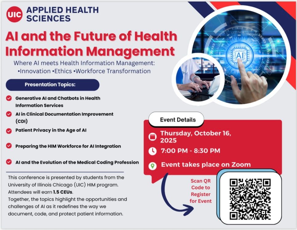 Flyer with information detailed in the description regarding presentation topics and time and date of event