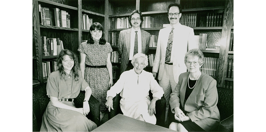 Black and white photo of a group of people.